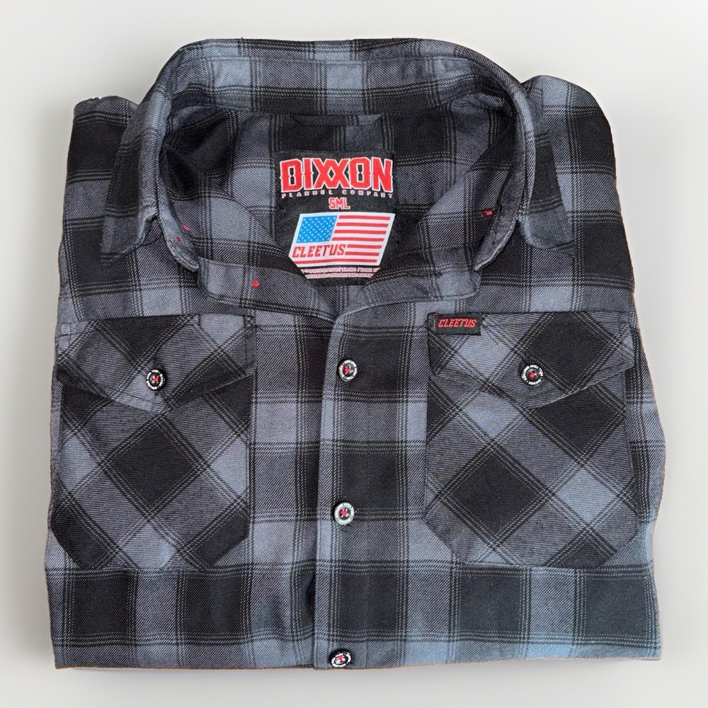 NWOT Dixxon Flannel Cleetus Long Sleeve Black & Gray Plaid Button Down Size: SML
